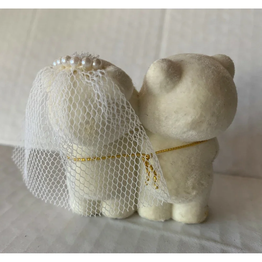 Adorable Vtg George Good Flocked Bear Wedding Figurine Cake Topper Lorrie Design